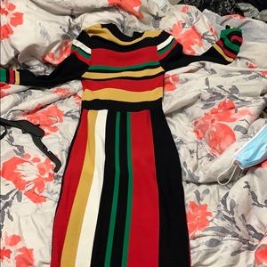 Colorblock midi bodycon dress